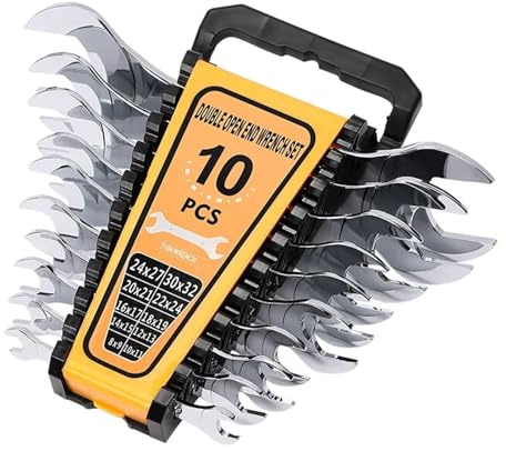 TCHETGIGZC Llaves fijas de doble punta 6 7 8 9 10 11 12 13 14 15 16 17 18 19 20 21 22 24 27 30 32 Llave plana taller extremo abierto(10 pcs set)