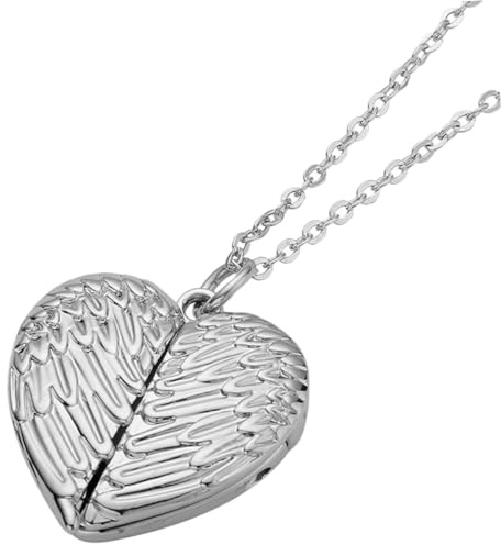 VALICLUD Collar Medallón Forma de Corazón para Mujer Aleación Plateada Colgante Ventana para Foto Personalizada Collar de San Valentín Adecuado para Obsequio Romántico
