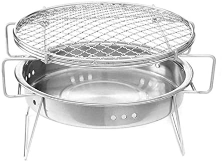 Tragbarer runder Holzkohlegrill aus Edelstahl zum Kochen im Freien, einzigartige Farbe, 30 x 18,3 cm, perfekt für Camping, Picknicks und Heckklappe