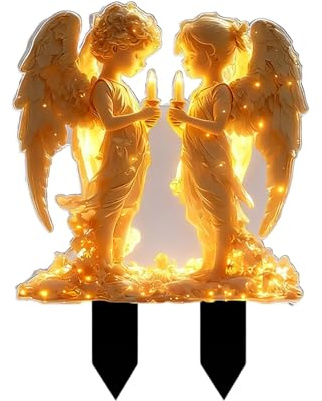 CUVZORA Adorno para tumba resistente a la intemperie, diseño de ángel, estatua de jardín, resistente al agua, cementerio y macetas, decoración, bautizo y para mujeres (A)