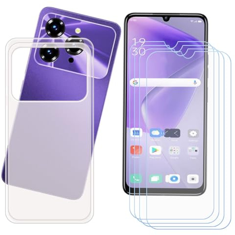 CongJiaLingXi Funda para Oukitel C6 (6.8) + Screen Protector, Translúcido Suave Silicona Caso + [4 Piezas] Cristal Templado Film Vidrio.