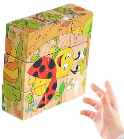 Holz-Würfelpuzzle | Lernspielzeug | Holzpuzzle Bausteine | Für und Mädchen, Zuhause, Schule, Schlafzimmer, Geburtstag, Ferien, Lernumgebung, Spielzimmer, Kindergarten, Vorschule