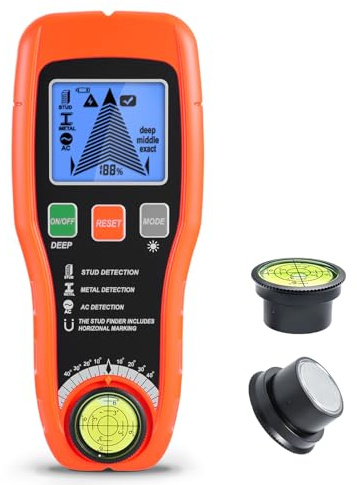 ARCELI 7-in-1 Leitungssuchgerät Leitungssucher Wandscanner mit 3 Holz-Modi,Metall,AC,Wasserwaage + Nail Finder – Elektronischer Leitungsfinder Kabelsuchgerät mit Deep Scan & HD-LCD