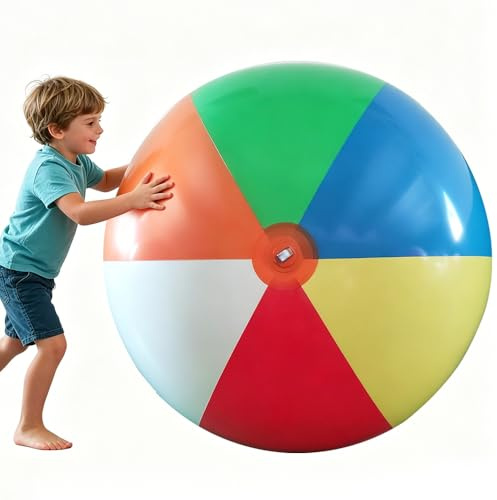 RNPKZ Strandbollar, Ø 120 cm, stor, jätteuppblåsbar vattenboll, uppblåsbar jättekula av robust gummi, uppblåsbar med handpump, extra stora strandbollar, poolleksaker för inomhus- och utomhusbruk