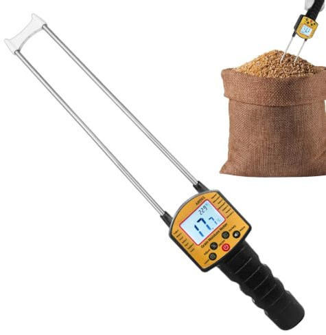 Probador De Humedad De Granos Analizador digital con gran pantalla y alta | Medidor digital de humedad para granos en césped, alfalfa, paja, heno, forraje, cultivo, granja y