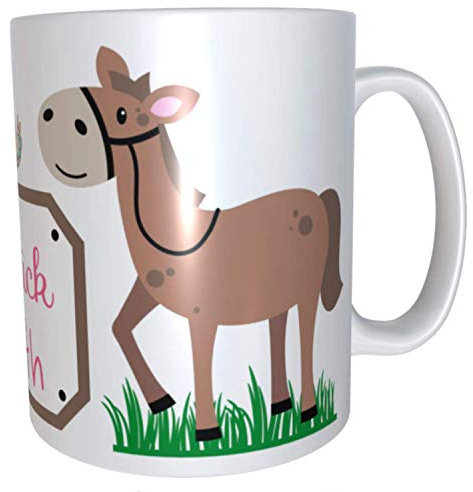 Kilala Namenstasse Pferde Viel Glück mit Wunschnamen Spruch Geschenkidee für Mädchen Geburtstag Mitbringsel Pferdemotive Becher Freunde (Keramik)