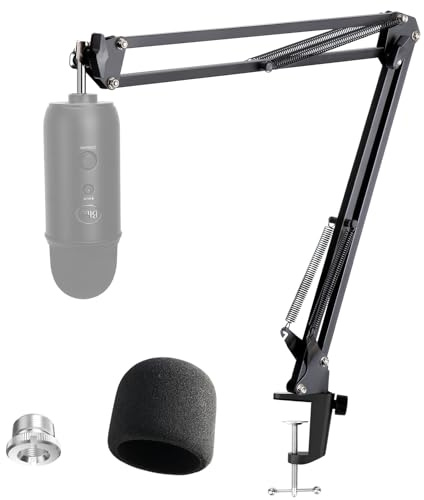 Blue Yeti Microphone Stand with Foam Cover - Suspension Boom Scissor Arm Stand and Mic Windscreen Pop Filter Compatible with Blue Yeti Microphone by YOUSHARES