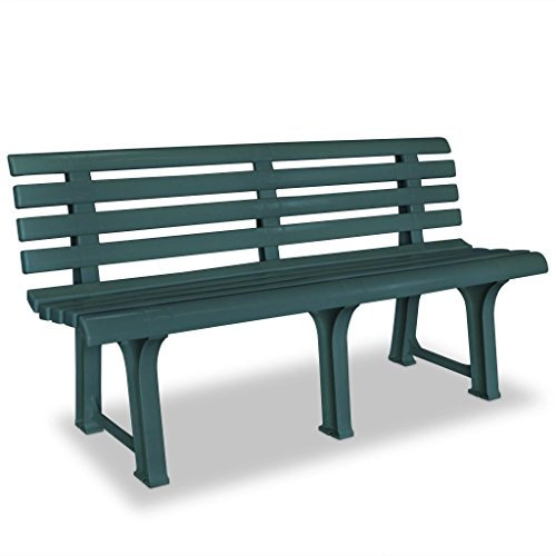yorten Gartenbank Sitzbank Parkbank Kunststoff Grün 145,5 x 49 x 74 cm (B x T x H) für Hof, Garten
