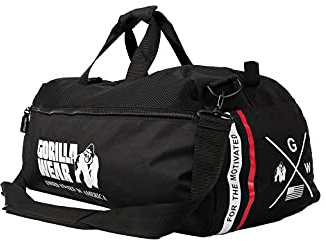 Gorilla Wear Norris Hybrid Gym Bag - Schwarz - Sporttasche Sport Freizeit Workout Seitentaschen Rucksackfunktion zum umhängen groß Polyester, Einheitsgröße