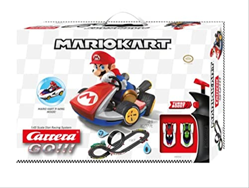 Carrera GO 20062532UK Mario Kart P-Wing - GO Slot Racing Track With UK Plug, For Children From 6 Years And Adults,1:43 Scale, 4.9 Metres, With Mario Kart P-Wing - Mario & P-Wing Yoshi