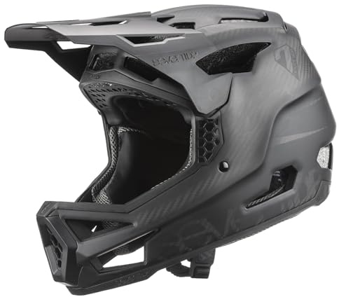 7iDP Project 23 Carbon Full Face Mountain Biking Helmet, Black & Raw Carbon (Large)