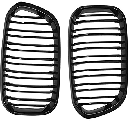 MIRTHBUY Pair Gloss Black Front Kidney Grille Grill for 1 Series F20 & F21 | 1 Series F20 & F21 2015-2017: 51137371685,51137371686