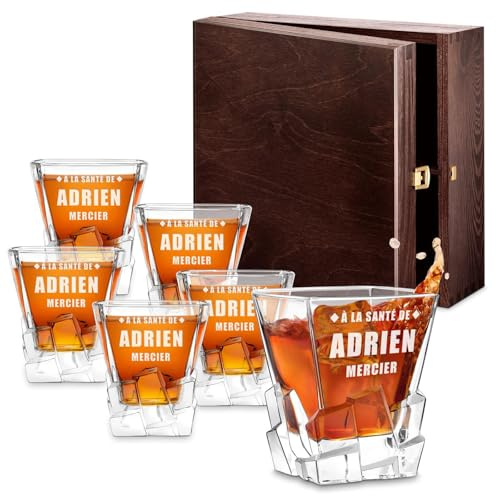 Maverton Ensemble de 6 Verres à whisky pour homme, Avec motif décoratif | Idee Cadeau Homme Anniversaire, Cadeau Personnalisé Homme, Verre a whisky au design unique avec personnalisation, Santé