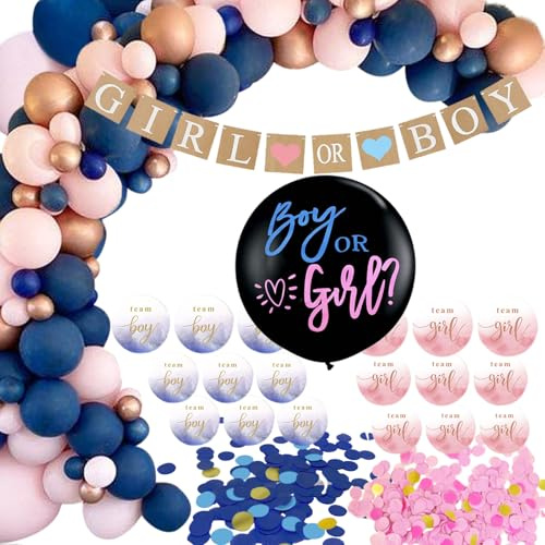 Babyparty Deko Gender Reveal Party Boy or Girl Konfetti Deko Set Geschlecht Offenbaren Mädchen oder Junge Baby Shower Dekoration