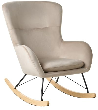 Beliani Stilvolles Schaukelsessel mit samtigem Polsterbezug beige Ellan