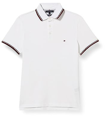 Tommy Hilfiger Herren Poloshirt Kurzarm 1985 Rwb Tipped Slim Polo Slim Fit, Weiß (White), L