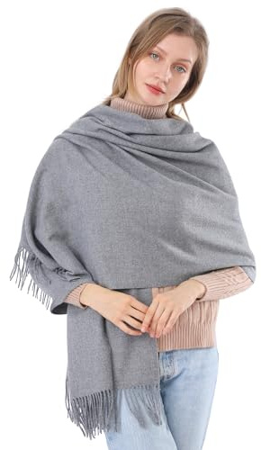 ACNCN Damen Kaschmir-Schal, Pashmina-Schal, 300 g, extra groß, Kaschmir, dicke Schals für den Winter, Hanfgrau, 200cm*70cm