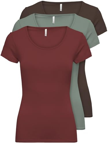 ONLY 3er Pack Damen T-Shirt 15209153 Farb Mix 9-S