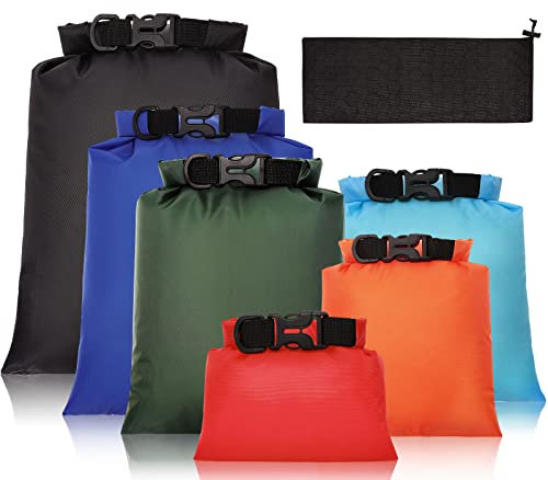 Kinmsito 6 Stück wasserdichte Aufbewahrungsbeutel,wasserdichte Packsäcke Leicht Outdoor Dry Bag,Wasserdicht Trockenbeutel Trockensack Trockentasche für Camping Bootfahren (1,5L+2,5L+3L+3,5L+5L+8L)