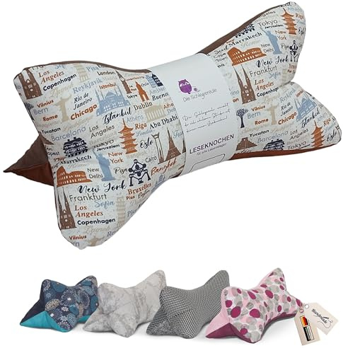 Leseknochen Ausgefallen Nackenkissen Handmade in D, waschbar (Weltreise)