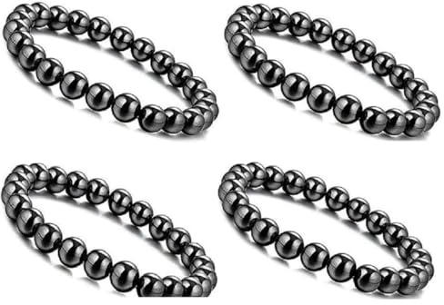 Drkao 4 Pack Magnet Bracelets for Health, Pain Relief Magnetic Hematite Bracelets for Woman Man, Health Magnets, Traditional Magnetic Therapy Mom Presents