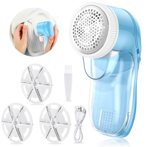 bubbacare Lint Remover, USB Rechargeable Bobble Remover, Electric Lint Remover with 2 Replaceable Blades, Portable Fabric Lint Shaver, Jumper Shaver for Sweaters, Textiles, Wool, Carpets