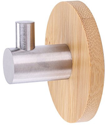 No-Punch Wandhaken, natürlicher Bambus-Edelstahl, robuster Kleiderbügel, Tasche, Schlüssel, Handtuchhalter zum Aufhängen von Handtüchern, Mänteln, Hüten, Handtaschen, Regen, Kleidung (Einzelhaken)