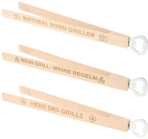3er Set Grillzangen aus Buchenholz mit Lasergravur|Lustige Sprüche|Grill Zubehör für Holzkohlegrill Gasgrill|Grillbesteck|Geschenke für Männer Papa Ehemann Opa|Grillgeschenk(3er Grillzangenset 6)