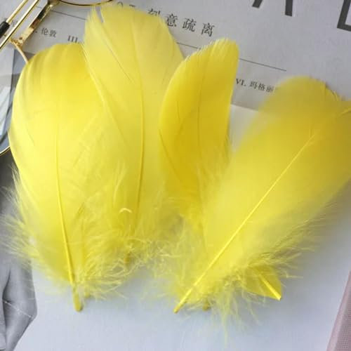 ORGEFY 8–12 cm Federata für Hochzeitsfeier, Kleidungsdekoration, DIY-Bastelfedern-Gelb-8–12 cm, 100 Stück