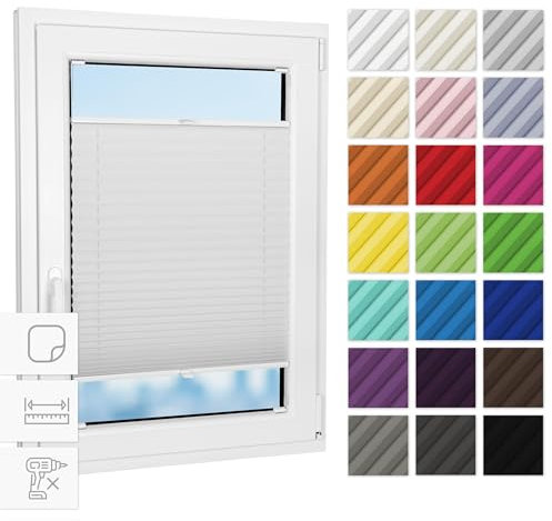 Estika Plissee zum kleben innenrahmen - Weiß - 60 cm x 120 cm - Plissee ohne Bohren, Plissee kleben, Rollos für Fenster ohne Bohren, Jalousien Fenster für innen, Fenster plissee