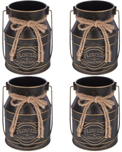 PRETYZOOM 4pcs Flower Arrangement Vase Rustic Flower Bucket Retro Decorative Pot