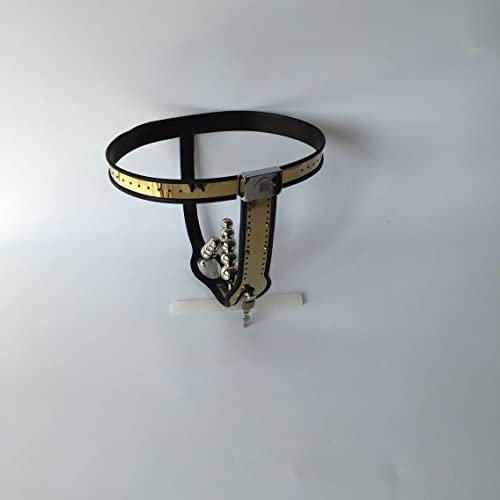 Keuschheitsgürtel Frau Edelstahl Silikon Chastity Belt Unsichtbar Bondage Keuschheitskäfig Cock Cage mit 5 Bälle Vaginaplug und 4 Bälle Analplug Set Sex-Spielzeug für Frauen,Gold,60/70cm (23/27in)