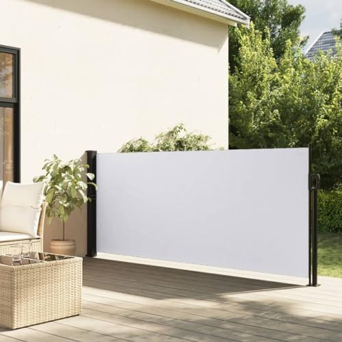Buzaza Seitenmarkise Ausziehbar Sichtschutz Garten Sichtschutz Ausziehbar Balkon Seitenmarkise Weiß 120x300 cm