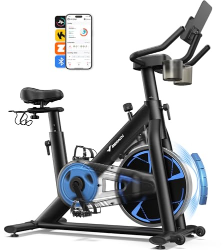 MERACH Exercise Bike, Brake Pad for Indoor Bike, Magnetic Exercise Bike with Exclusive App, 300 lbs Cycling Bike with Comfortable Seat Cushion