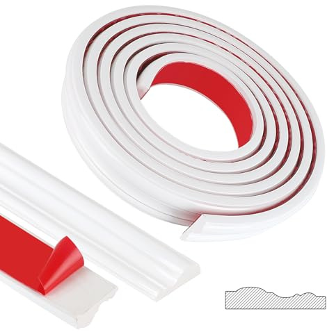EFUTURETIME 3 Meter Wandleisten Selbstklebend, 40 mm Breit Glanzende Zierleisten, Stuckleisten Wand für DIY, Dekoration, Spiegel, Bilderrahmen, Schränke, Weiß, Modell YT153