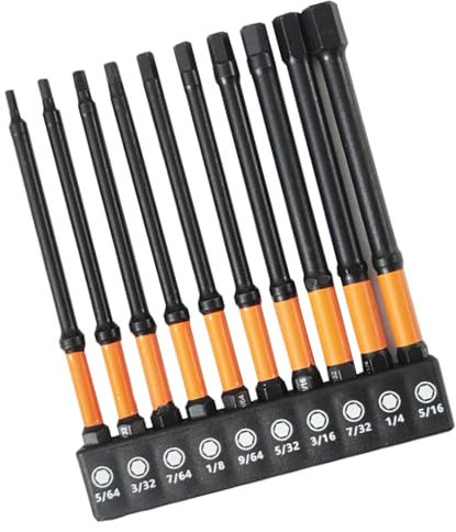 Juego de 10 brocas de llave Allen para impacto, cabeza hexagonal, herramienta de mantenimiento de brocas hexagonales de 1/4 pulgadas