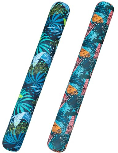 FindUWill 2 Pack Inflatable Swim Pool Noodles - Soft Fabric Covered Large Swim Noodles for Adults, Premium Buoyancy for Swimming Floating, Pool Floats for Pool Accessories (Blue & Pink)