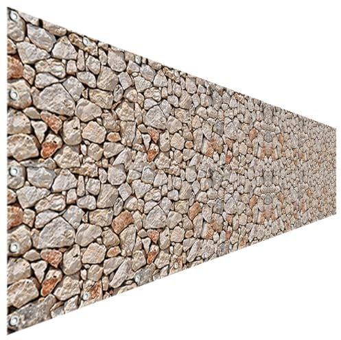 TRIOSK Sichtschutz Garten 10,00 x 2,00 m Motivplane Bruchsteinmauer