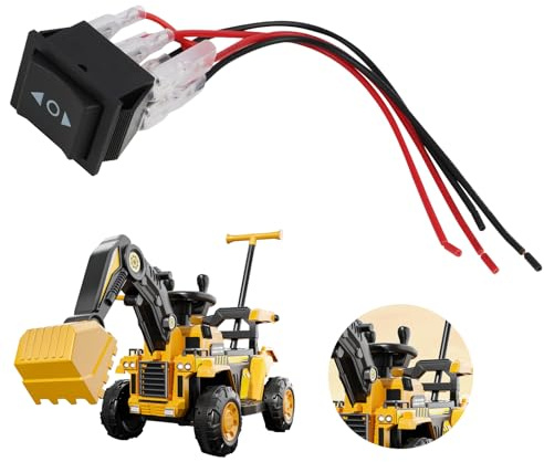 Polaritätswechselschalter für Gleichstrommotoren, 12V 10A, 6 Pins, 3 Momentanstellungen ON-Off-ON, Schwarz, Kippschalter für einfache Richtungsumkehrung, für Vielseitige Anwendungen