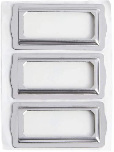 Etikettenhalter, 30 Stück, selbstklebende Metall-Buchplatten für Karten, horizontale Metall-Schublade, Etikettenhalter, Rahmen