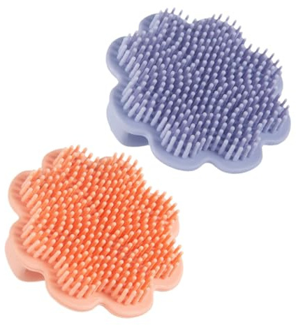 Gatuida 2pcs Shampoo Brush Lion Pattern Soft Silicone Newborn Bath Brush Cradle Cap Scrubber for Boy Girl Massage and Hair Wash During Shower