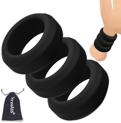 ScreaAss Penisringe 3Er Set 17Mm Extra Dicker Silikon Dehnbar Hodenring Mit Penis-Hodenteiler Hodendehnung 6 Größen Cockring Ball-Stretcher Hodensack Bondage Sexspielzeug Für Männer,Schwarz,26mm/3Pcs