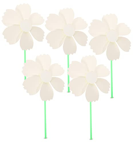 Milisten 5pcs Blank Paper Pinwheels for Kids Diy Hand Painting Unfinished Graffiti Craft Outdoor Toys Six-leaves Wave Design for Children’s Art Activities