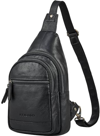 STILORD Torino Zaino Monospalla Uomo Pelle Crossbody Bag – Borsa da Uomo in Pelle Vera a Tracolla per tablet 8,3 Pollici – Marsupio Antifurto per Viaggio e quotidiano Colore:nero