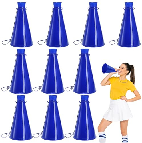 Jowgut 10 Pieces Cheer Megaphone, Plastic Megaphone Cheering Horn Trumpet, Shouting Cone Noisemaker for Adults Cheerleader Celebrations Party Accessories Sports Match Game
