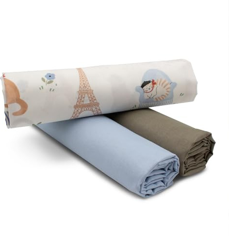 VmG-Store 1,5m Baumwollstoff Set Designstoff + 2x Uni farblich abgestimmt 100% Baumwolle Material Auswahl (Vive la France Set14)