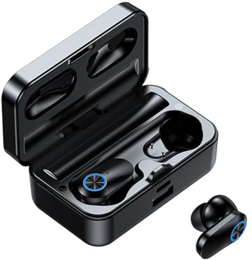Dioche YD08 Mirror Wireless BT 5.3 Casque – Qualité Sonore HiFi, écran LED, Chargeur de Téléphone d'urgence, Design élégant, écouteurs Intra-Auriculaires sans Fil pour Musique et Appels (Black)