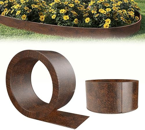 Aufun Bordo per aiuole rialzate in acciaio corten, bordo per aiuole in metallo, 15 cm, altezza 15 cm