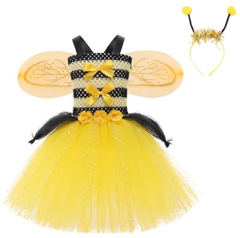 Divertido vestido de escenario para niñas, bonito disfraz de fiesta con detalles de falda tutú, multicolor, 4-5 años