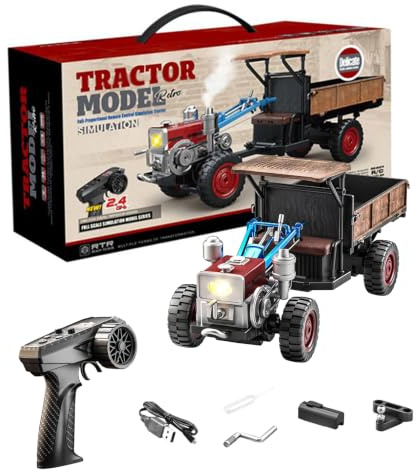 Hylukon Ferngesteuertes Auto, 2,4GHz RC Traktor mit Allradantrieb, simuliertem Sound, Sprühnebeleffekt und langlebigem Doppelakku, RC Auto Geschenke (Blau)